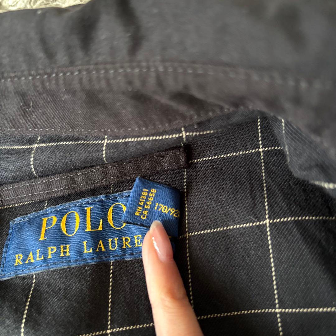 【美品✨】ポロラルフローレン　スイングトップ　チェック　刺繍　ブラック　黒