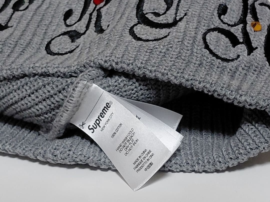 新品　Supreme　AOI　Gems　Beanie　\"Heather Grey