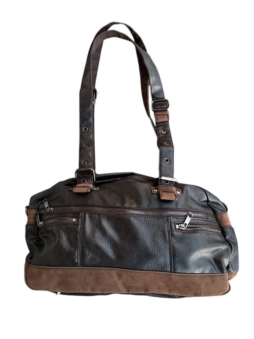 バッグ eyelet strap leather boston bag