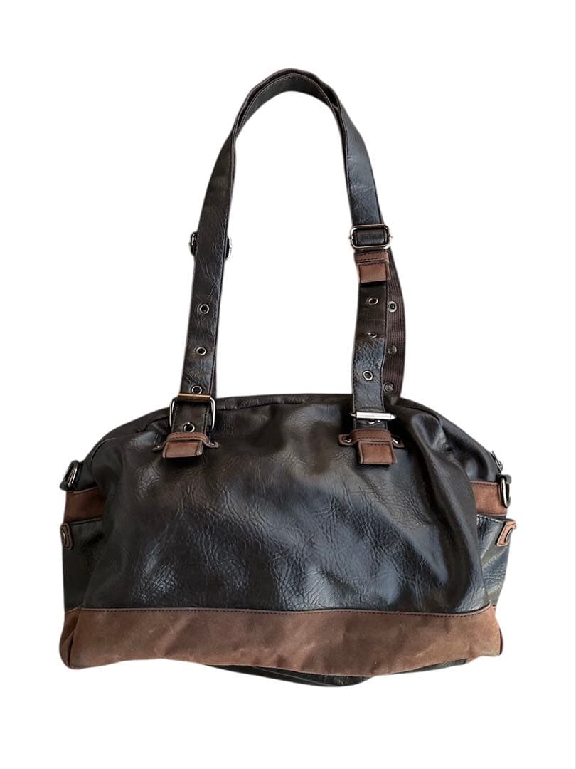 バッグ eyelet strap leather boston bag