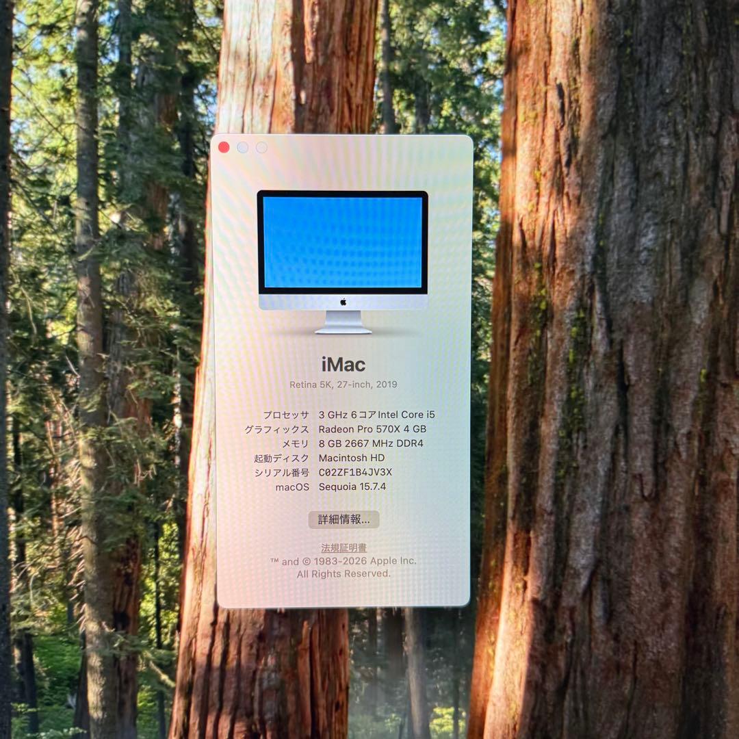 b*y様 【良品】iMac 5K 27インチ 2019 / i5 / 8GB/2