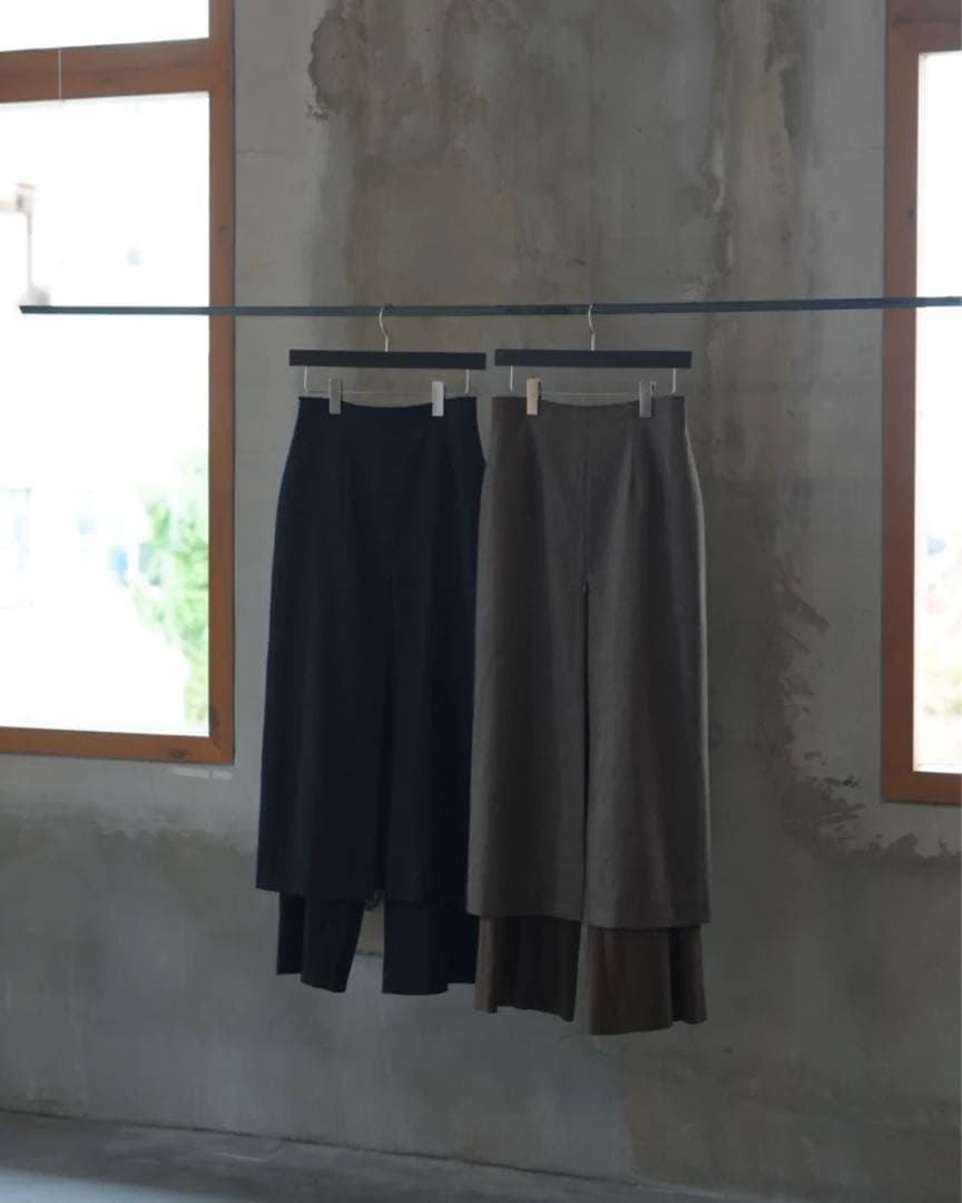 定価完売jself Layered Skirt Pants brown 2