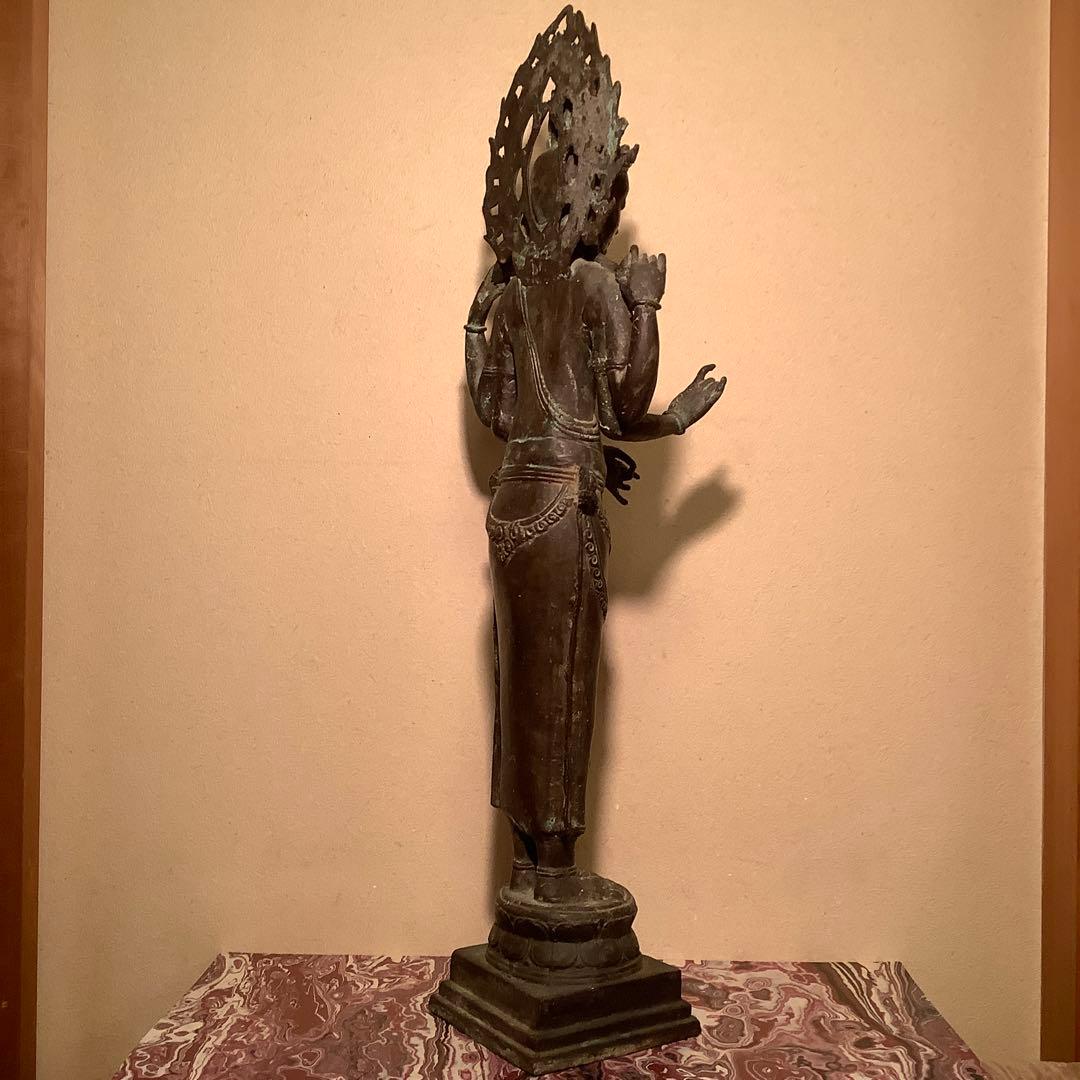 ガンダーラ仏「一面四臂菩薩」クシャーナ朝・マトゥラー美術・エローラ寺院・古銅特大