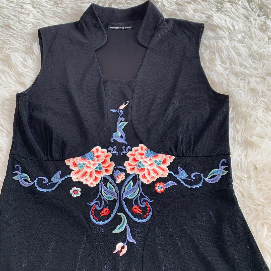 ★美品★VIVIENNE TAM 花柄刺繍入りノースリーブワンピース