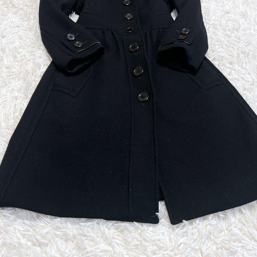 《極美品》バーバリー アンゴラ ロングコート メガチェック フォックスファー 黒