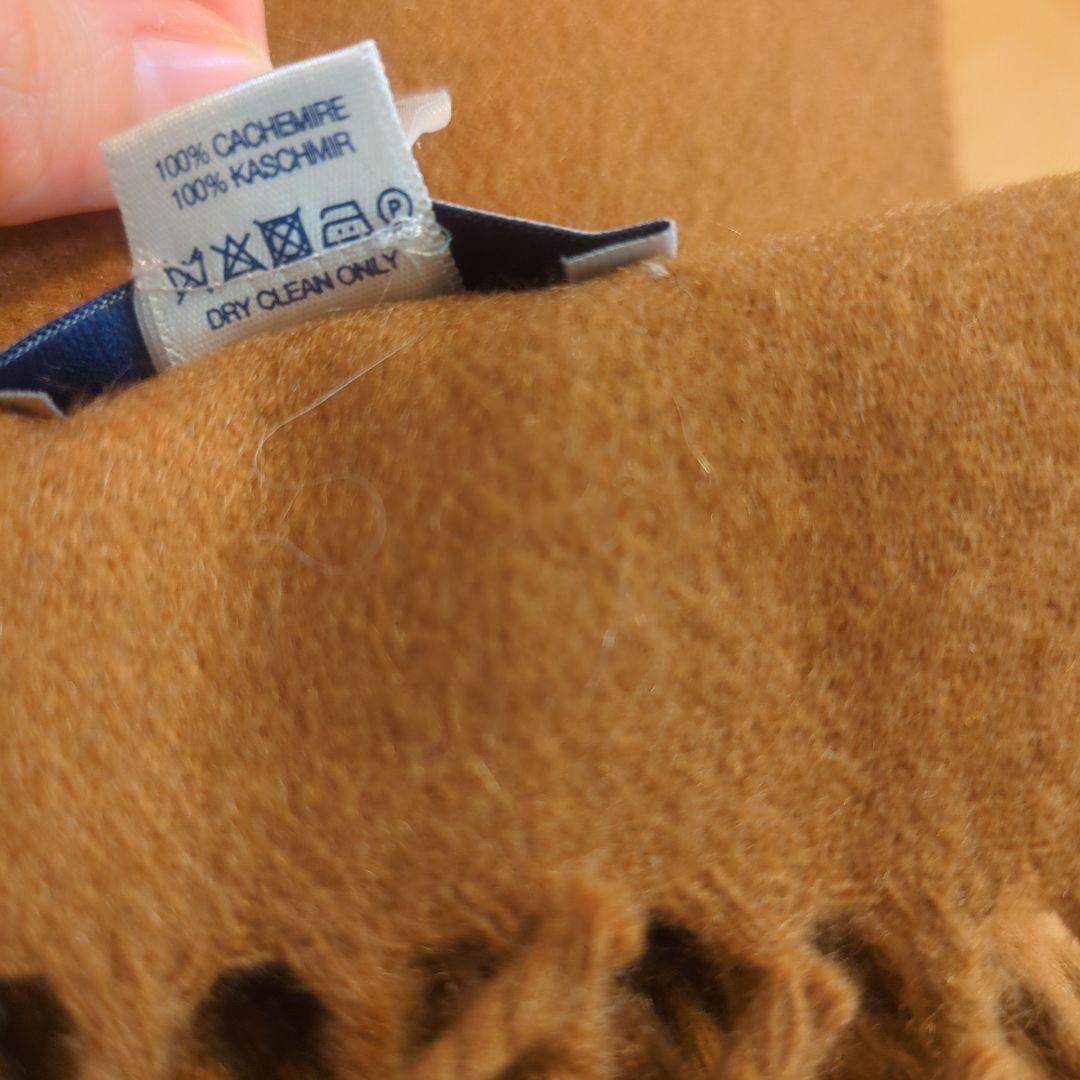 【美品】ジョンストンズ　 大判　カシミヤストール ブラウン　キャメル　マフラー