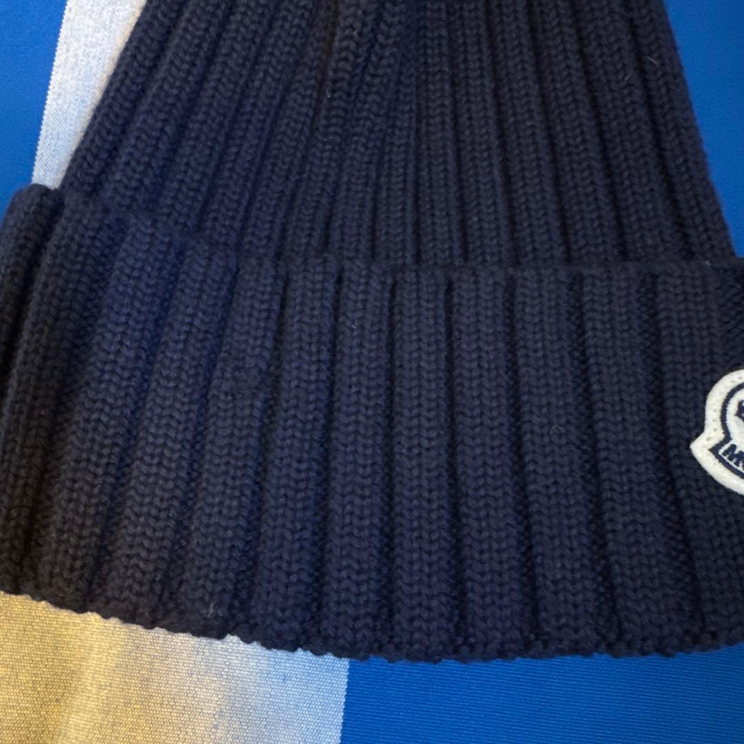 MONCLER ニット帽 ビーニー ネイビー BERRETTO リペア有り