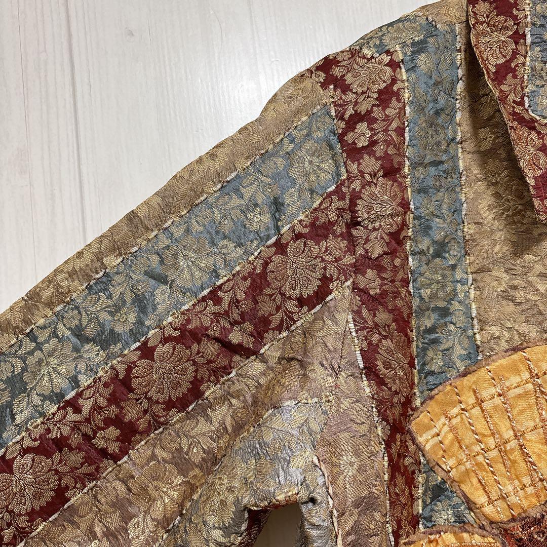 USA古着★ヴィンテージ ゴブラン刺繍 パッチワーク ジャケット ラメ入り L