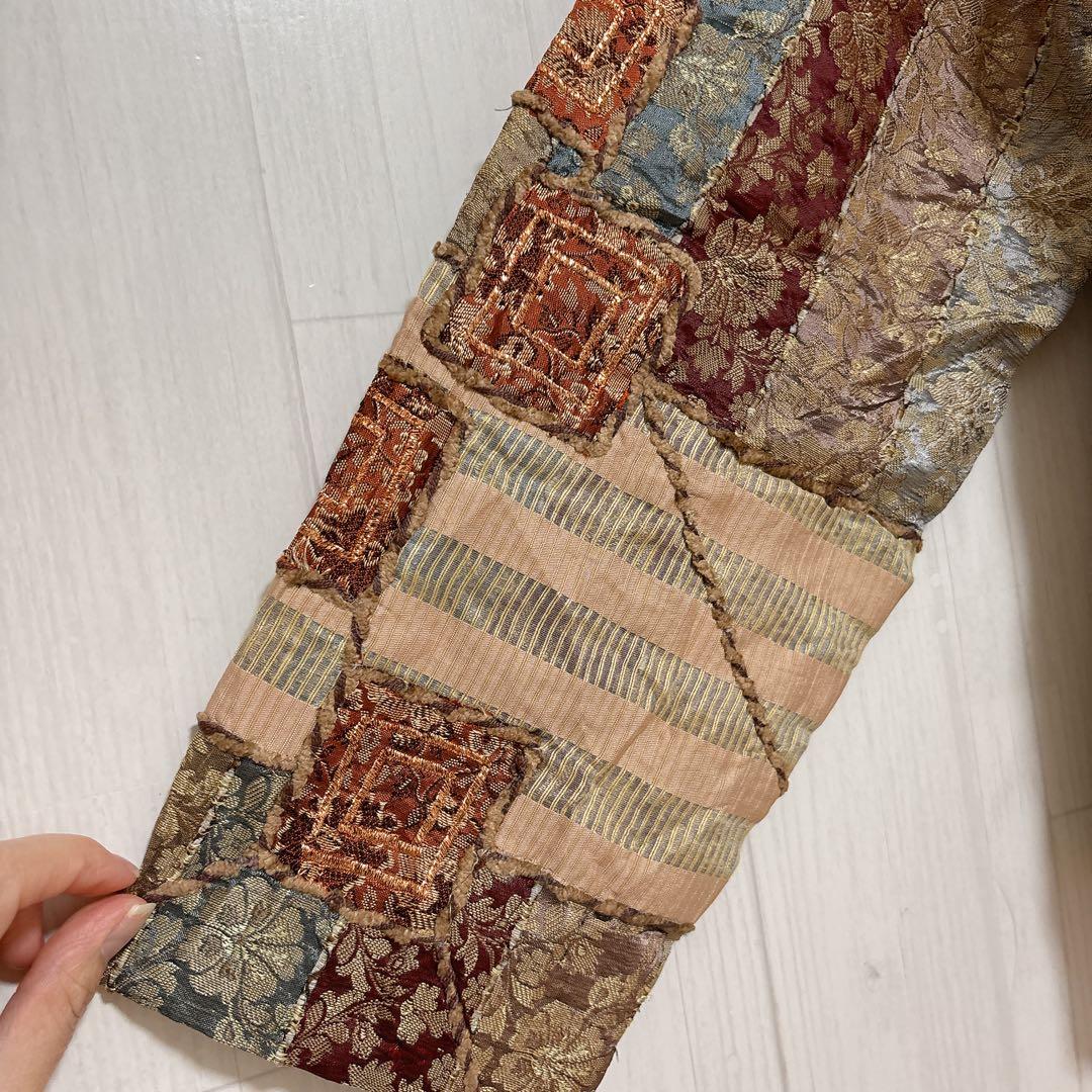 USA古着★ヴィンテージ ゴブラン刺繍 パッチワーク ジャケット ラメ入り L