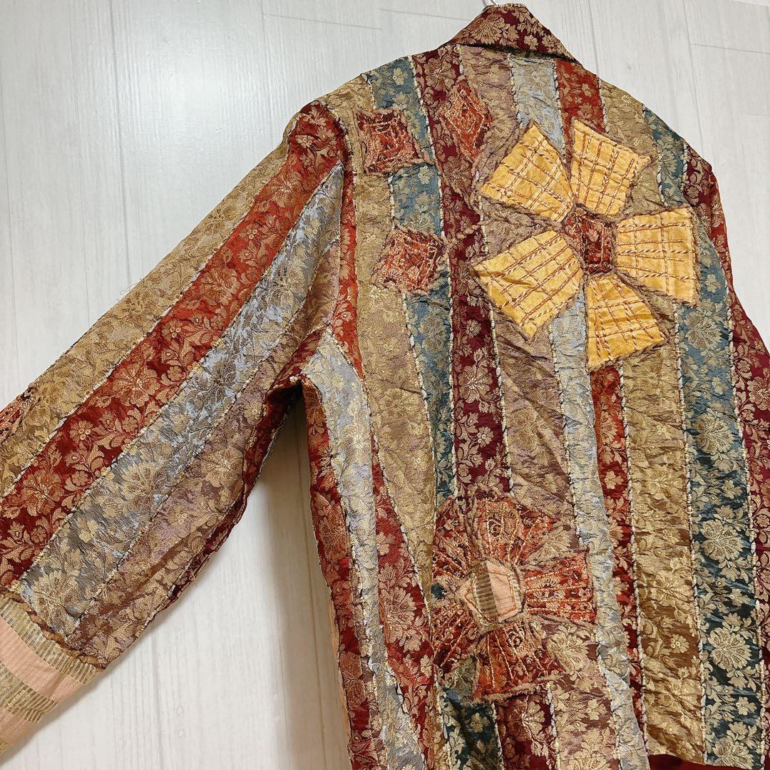 USA古着★ヴィンテージ ゴブラン刺繍 パッチワーク ジャケット ラメ入り L