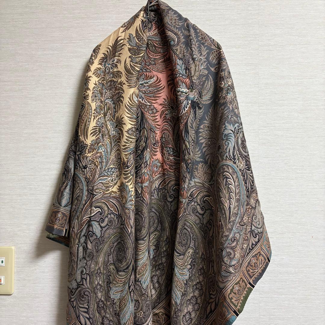 【ビッケロ様】エトロ ETRO 大判 ストール シルク ウール 正方形