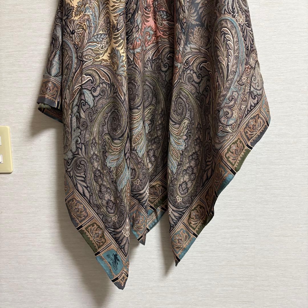 【ビッケロ様】エトロ ETRO 大判 ストール シルク ウール 正方形