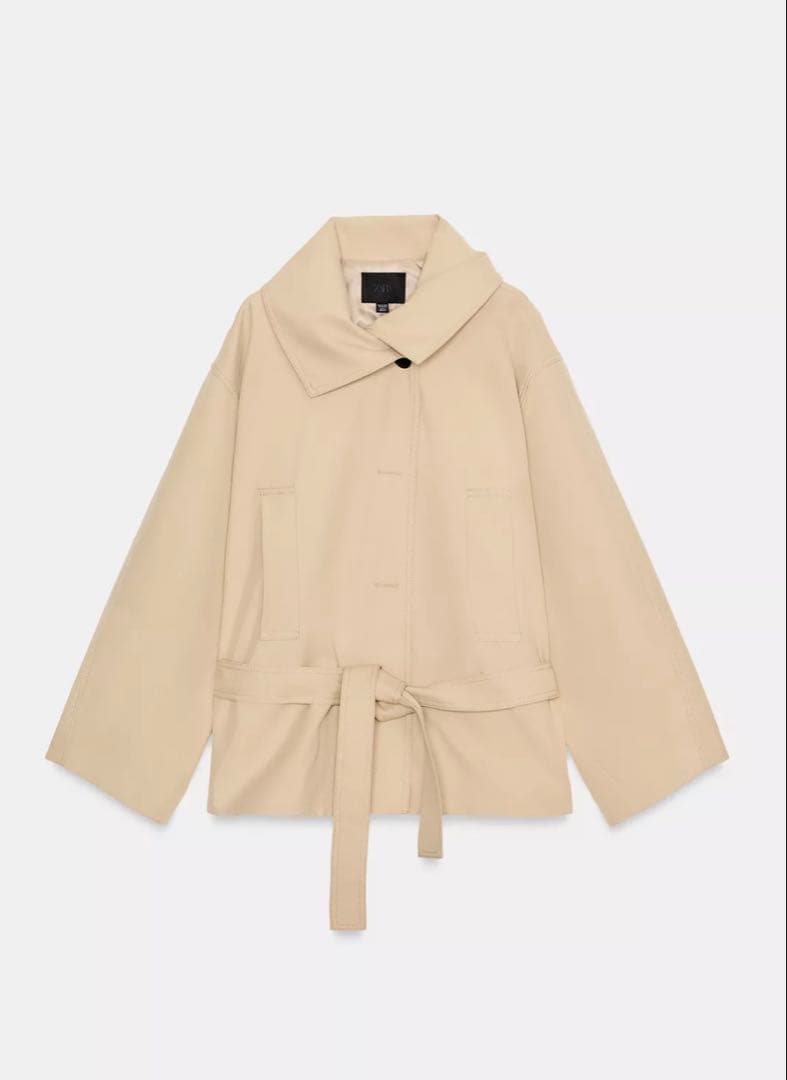 【完売品】ZARA ショート丈トレンチコート M-Lサイズ　新品タグつき