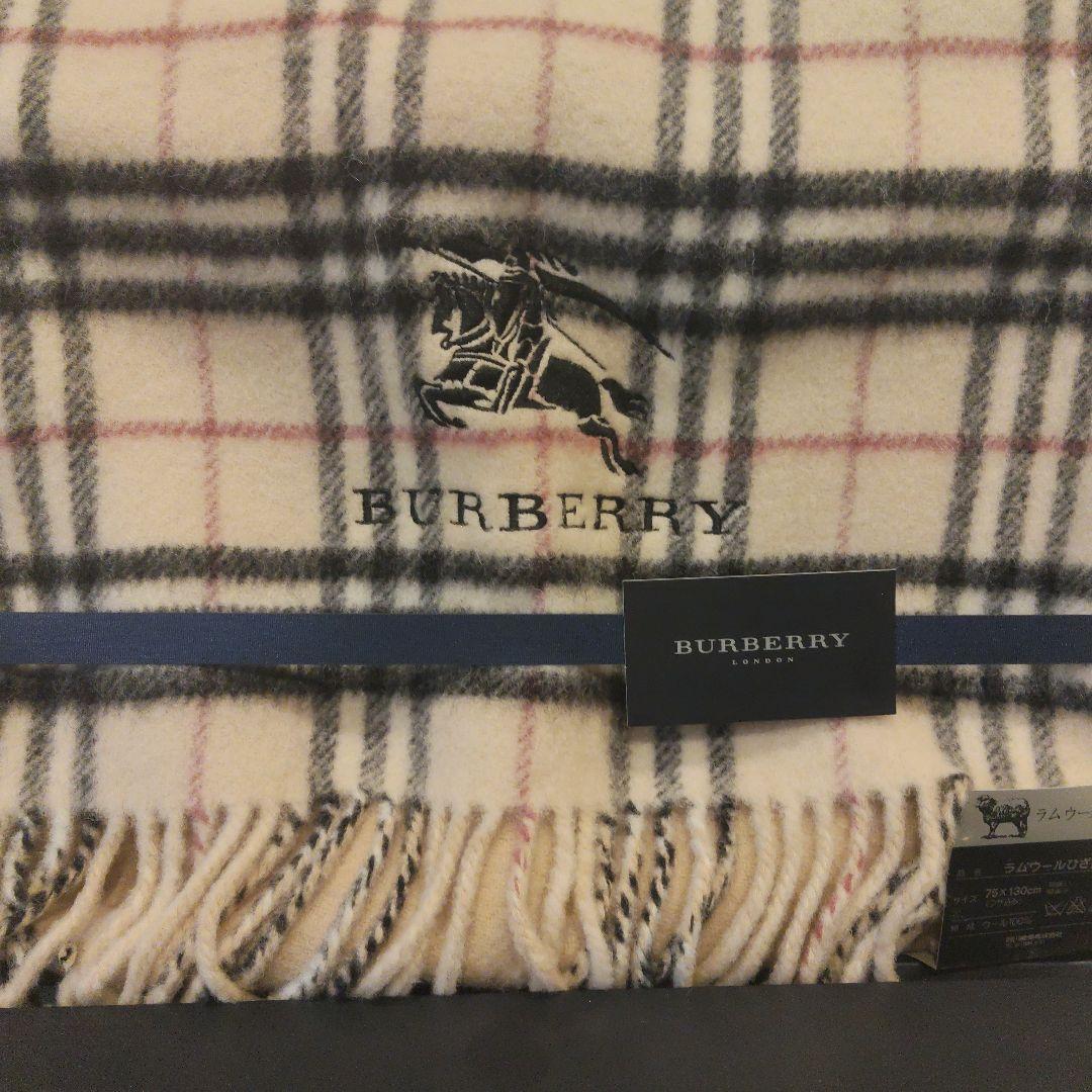 新品箱入BURBERRYロンドン　ラムウール100％ ノバチェック柄　ひざ掛け