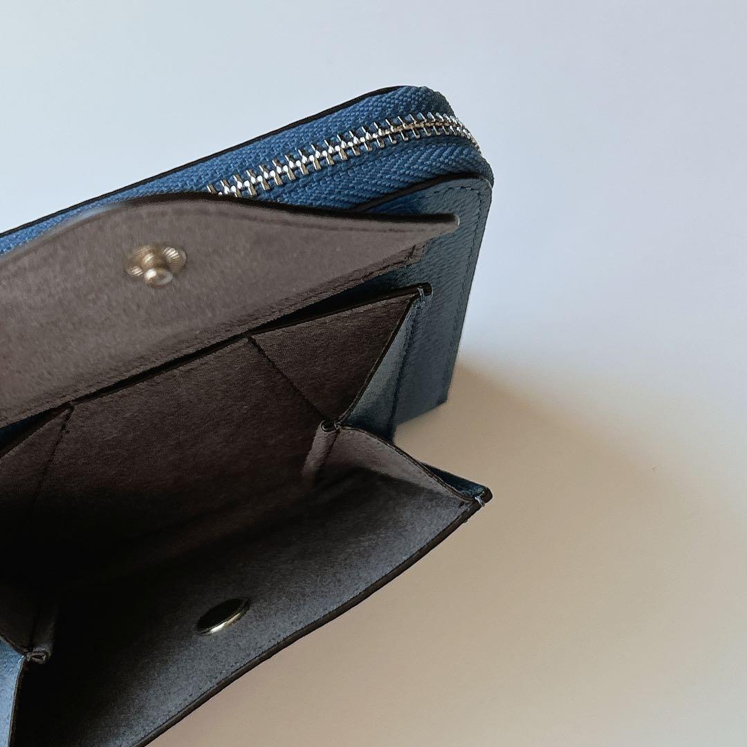 新品　未使用　PELLE BORSA ペレボルサ L字 財布 ブルー 青