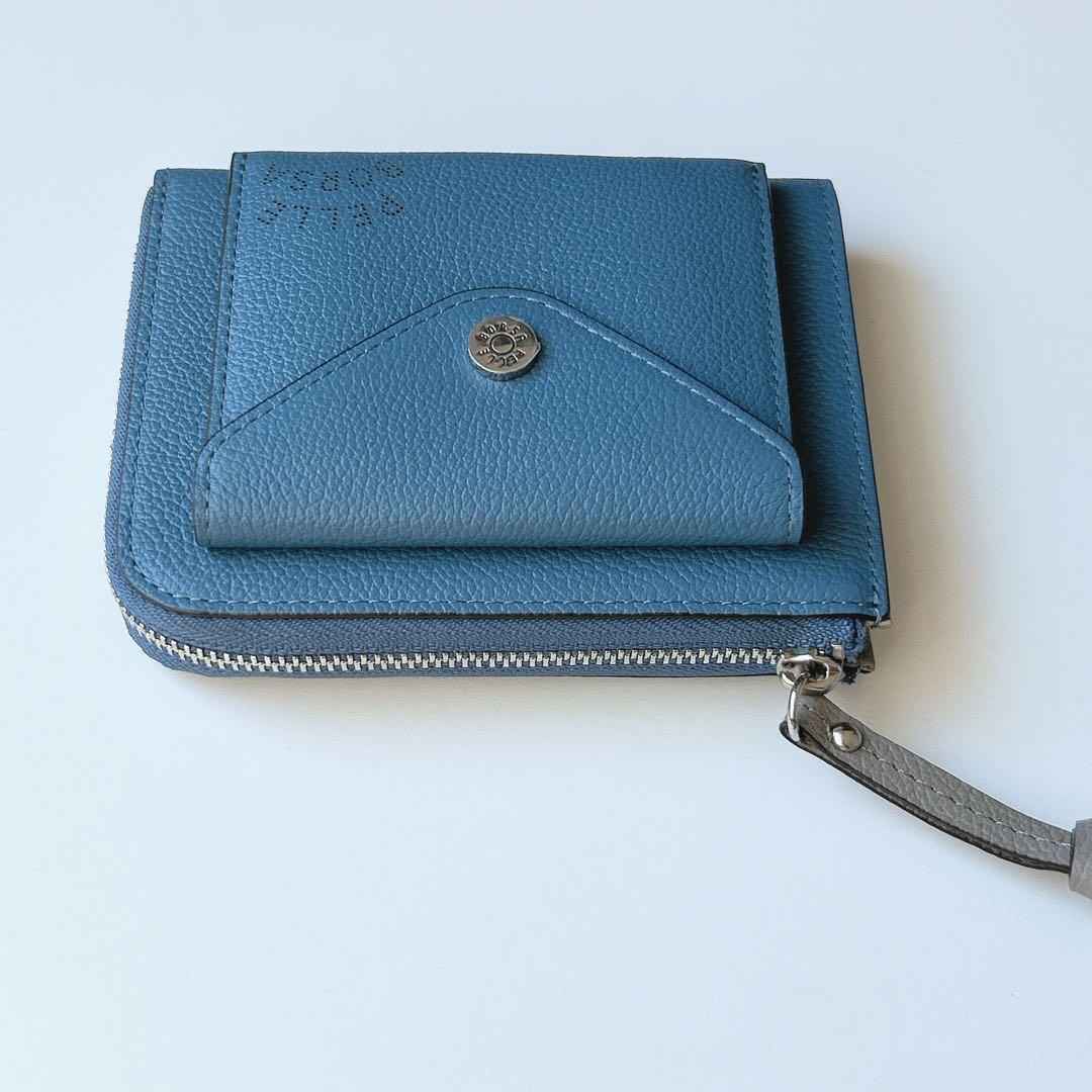 新品　未使用　PELLE BORSA ペレボルサ L字 財布 ブルー 青