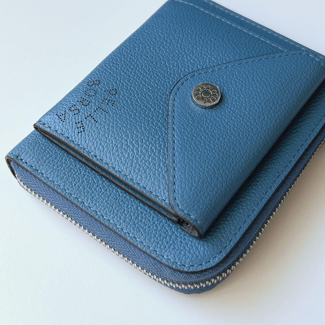 新品　未使用　PELLE BORSA ペレボルサ L字 財布 ブルー 青