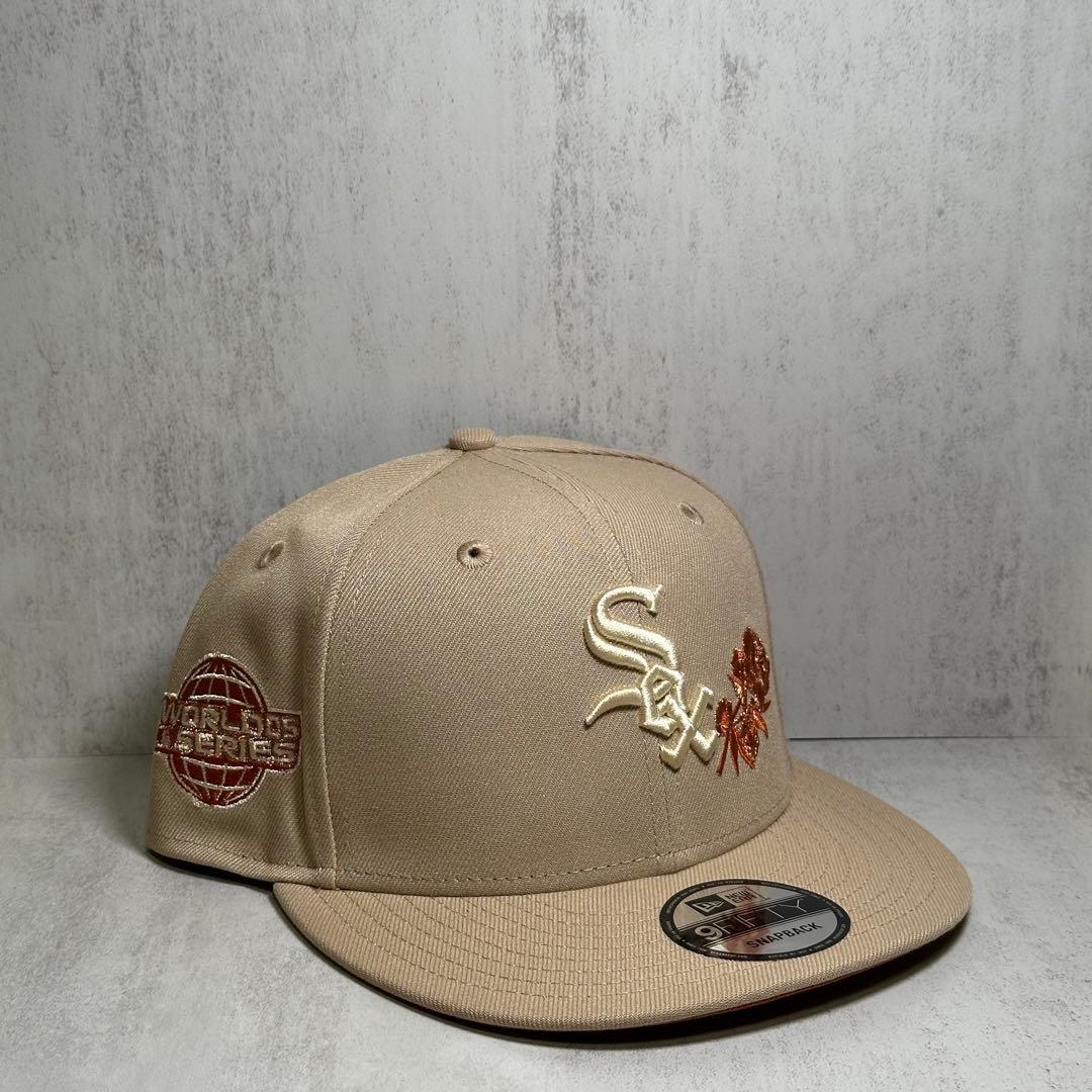 【海外限定】 ホワイトソックス 9FIFTY ベージュ ローズ サイドパッチ ①