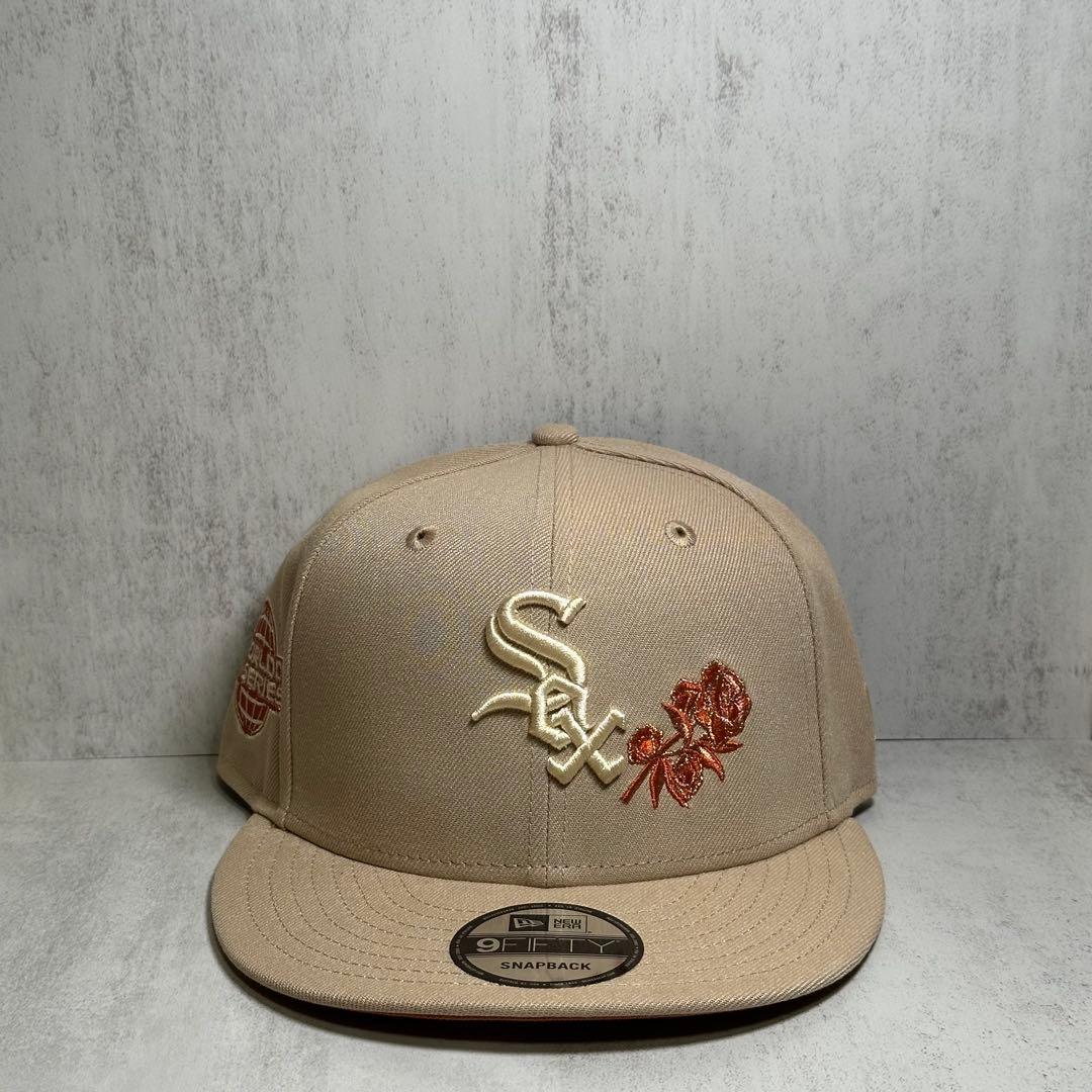 【海外限定】 ホワイトソックス 9FIFTY ベージュ ローズ サイドパッチ ①