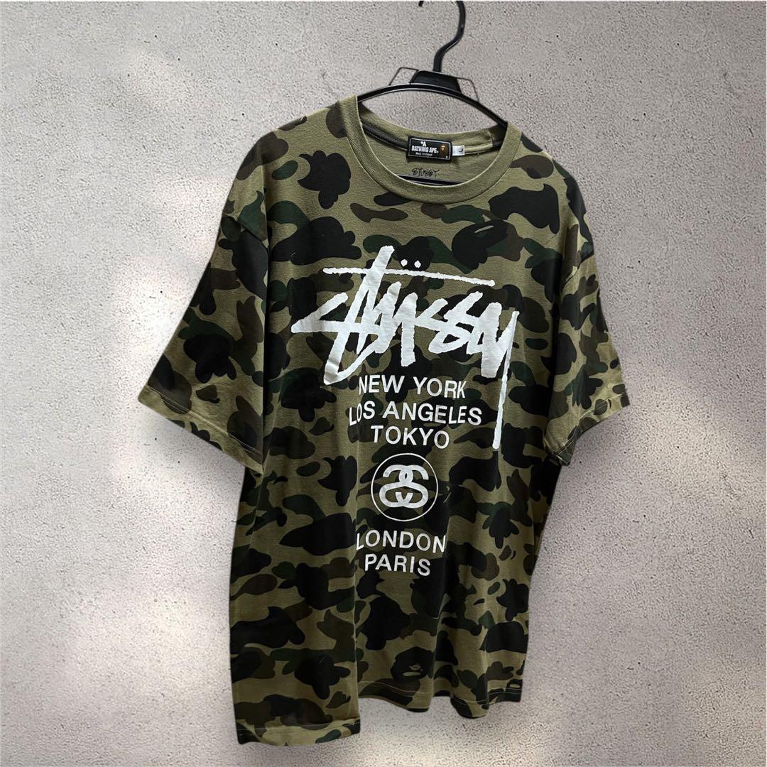希少 A BATHING APE ×STUSSY 30周年記念 Tシャツ