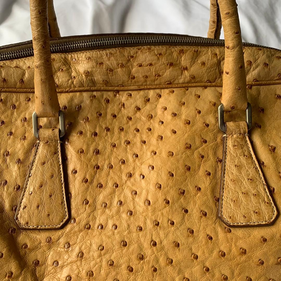 PRADA オーストリッチ ボストンバッグ 三角ロゴ