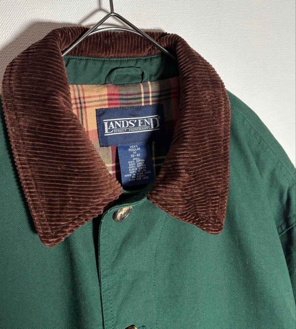LAND'S END コーデュロイ襟　裏地チェック　ハンティングジャケット