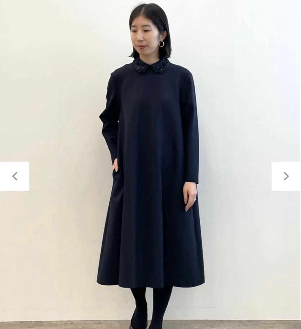 【新品・未使用】23区⭐︎R(アール)ウールダブルクロス ビジューカラーワンピース