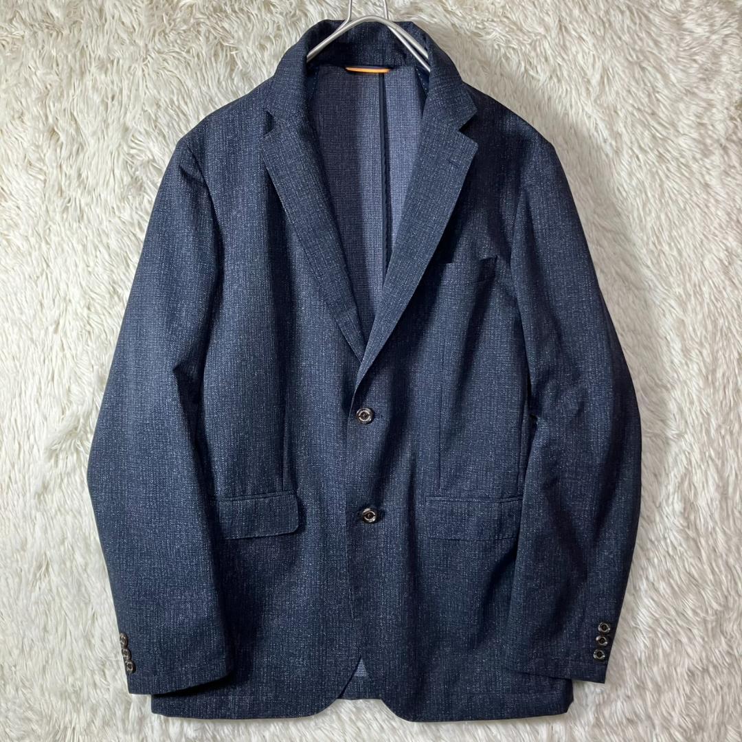 極美品 タケオキクチ ドビープリントジャケット ロゴボタン ネイビー XL