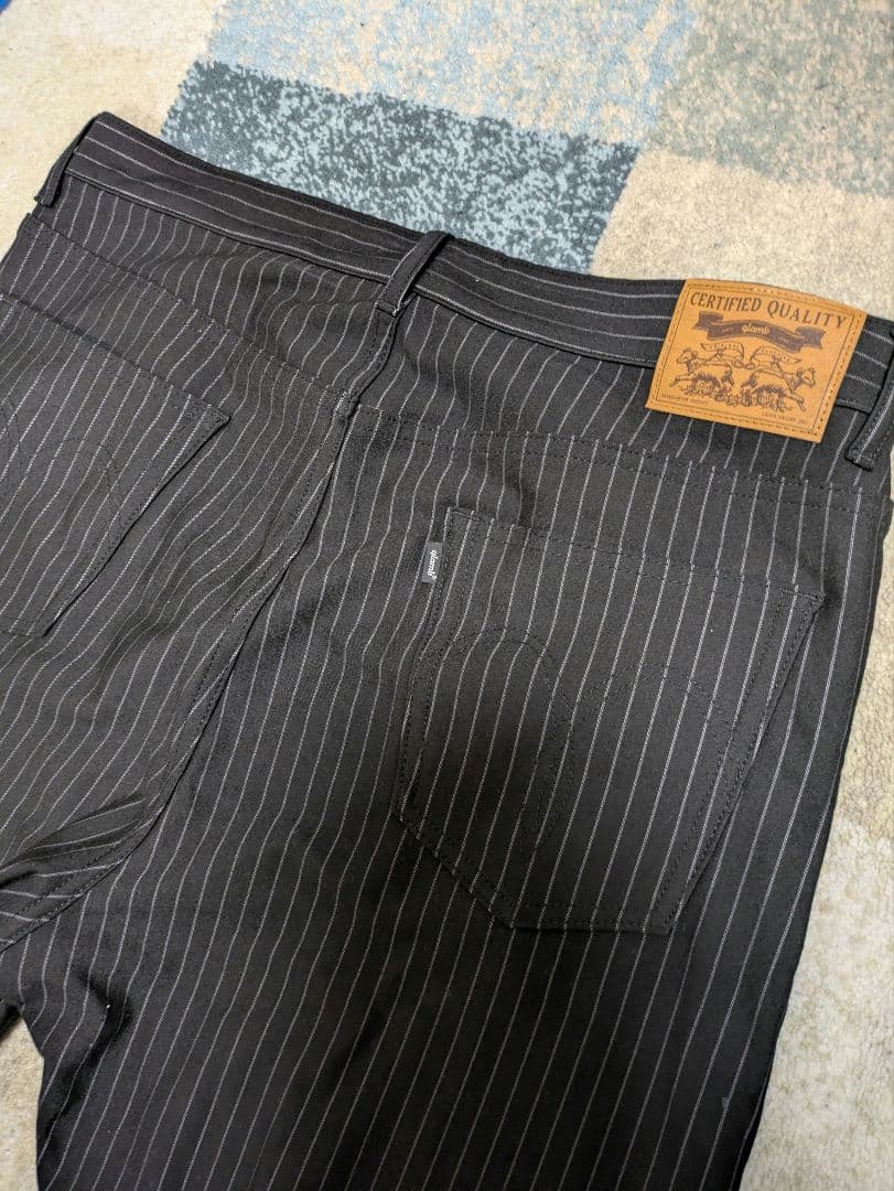 【美品】　glamb グラム　Poly pants ポリーパンツ　ストライプ　黒