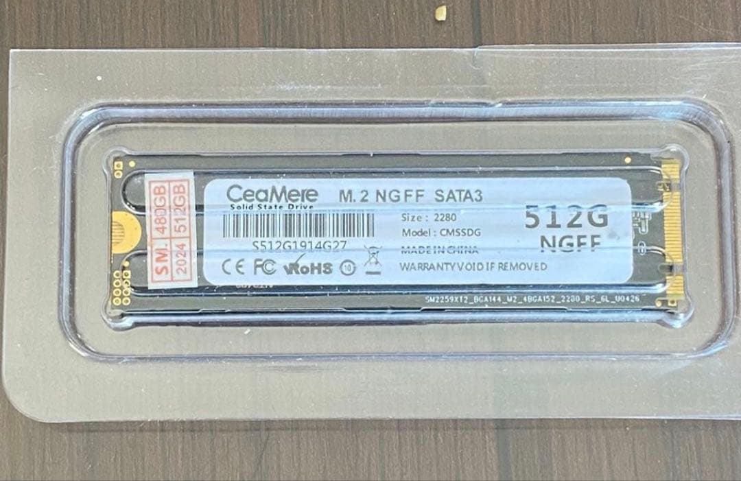 【新品】動作確認済みCEAMERE M2 SATA SSD 512GB