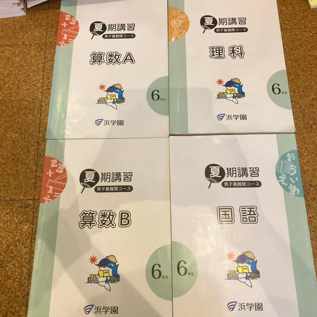 浜学園　小６学習教材　算数、国語、理科、社会