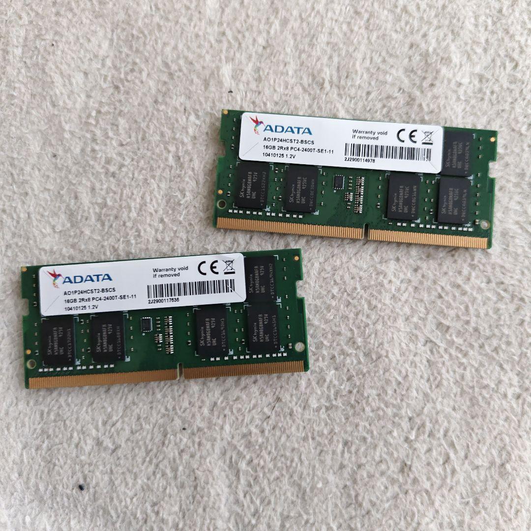 動作品　16GB×2枚=32GBノート用メモリー DDR4 ADATA