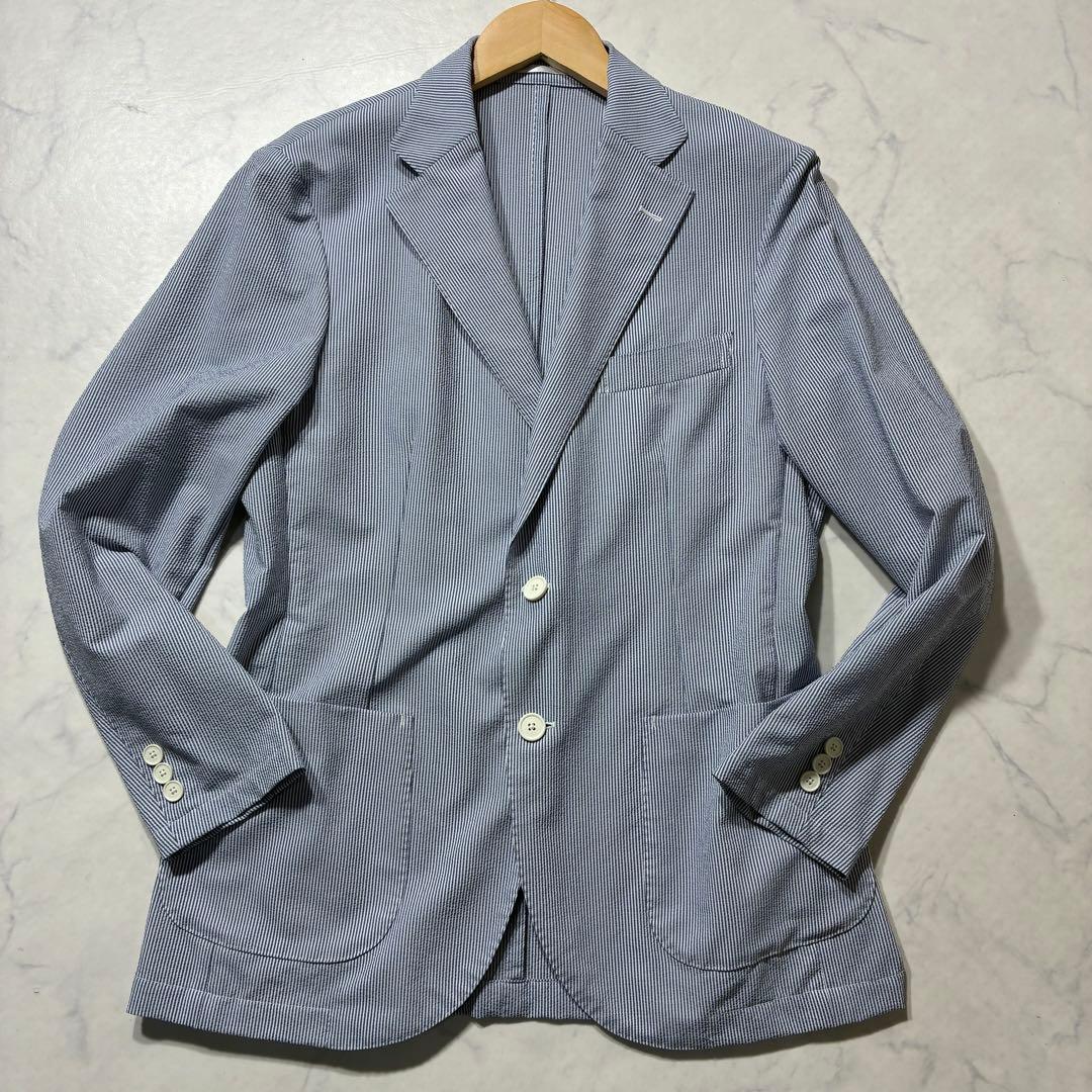 美品✨マッキントッシュ トロッター シアサッカー ジャケット ブルーホワイト M