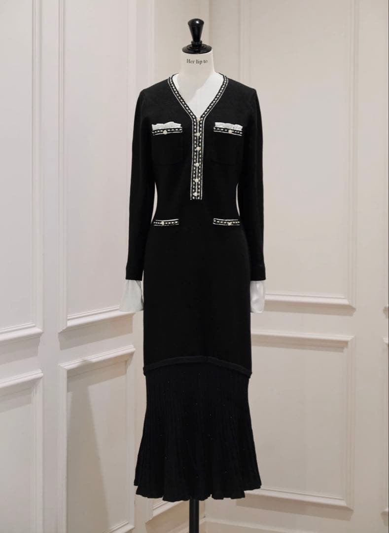 ワンピース herlipto Isaline Long Knit Dress S