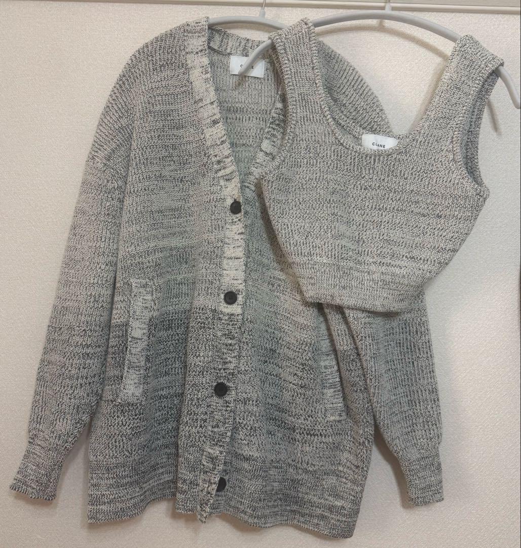 CLANE BUSTIER SET KNIT ビスチェ コットン カーディガン