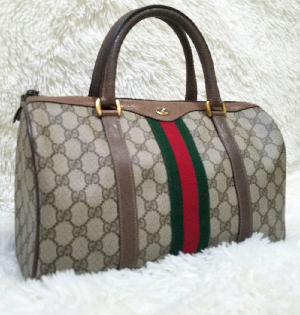 【美品】GUCCI ミニボストンバッグ シェリーライン GG柄 PVC 総柄