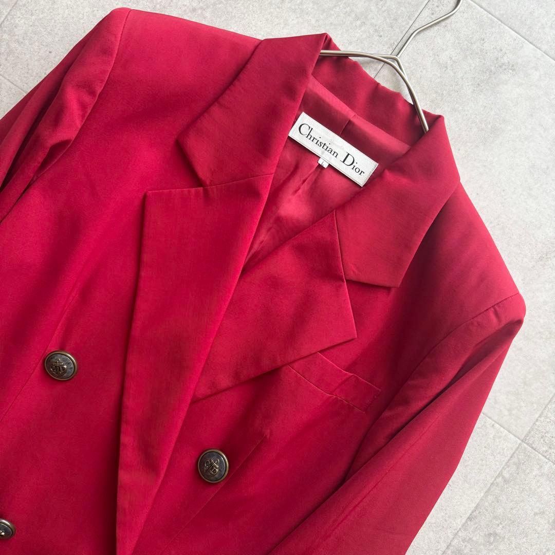 Christian Dior テーラードジャケット　ダブル　CDボタン　赤　L