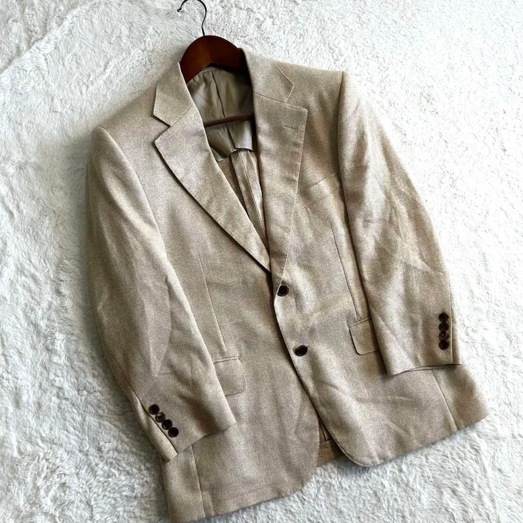 Aquascutum シルク65% 麻35% テーラードジャケット ベージュ