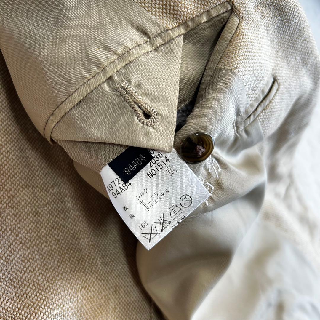 Aquascutum シルク65% 麻35% テーラードジャケット ベージュ