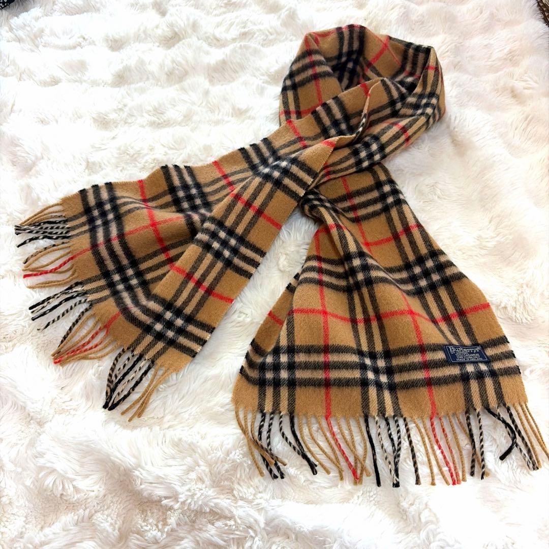 極美品 保管品 BURBERRY ノバチェック柄 カシミヤ100 マフラー 長め