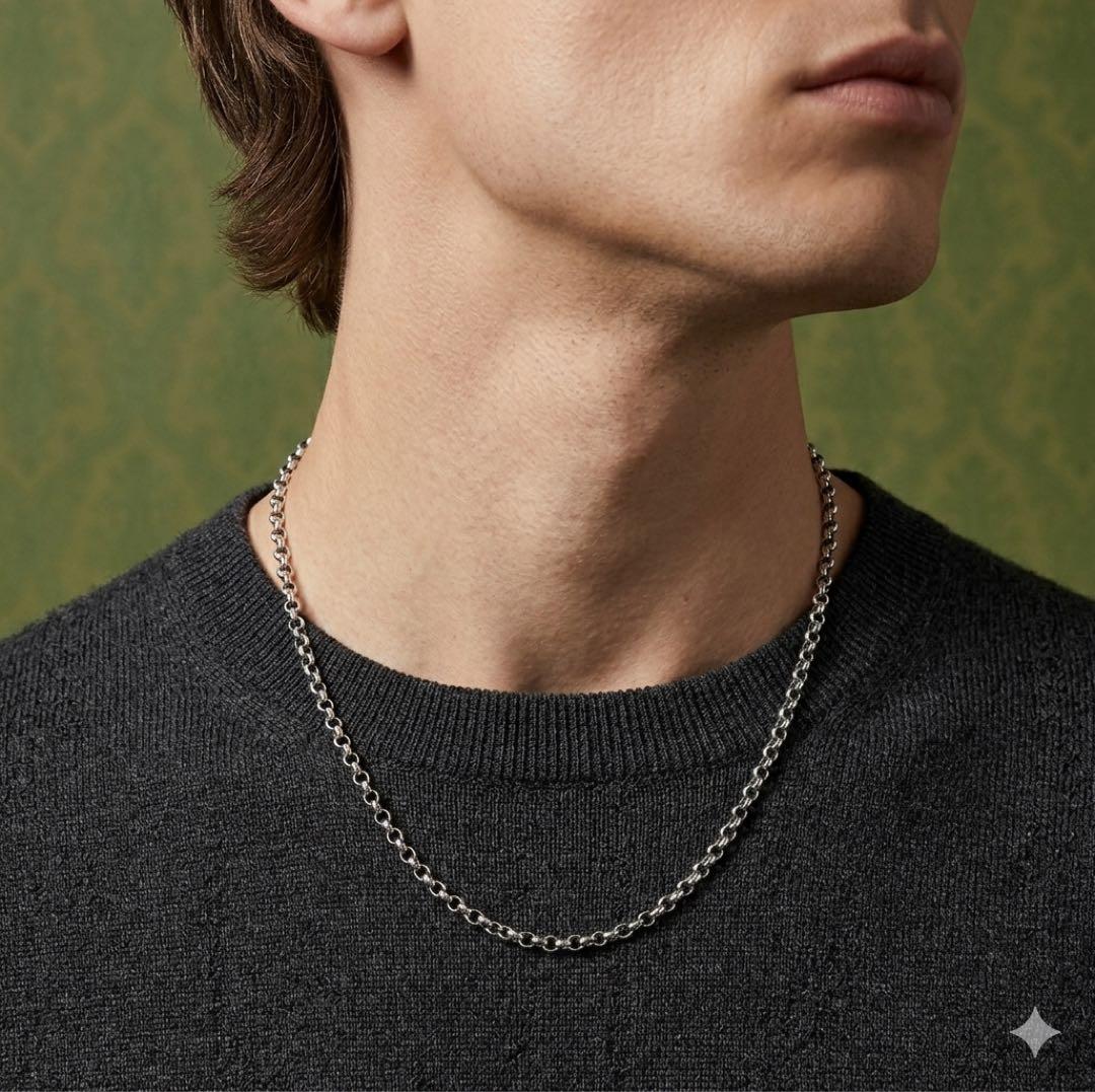 美品　グッチ　チェーン　ネックレス　シルバー　925　燻し銀　全長約53cm