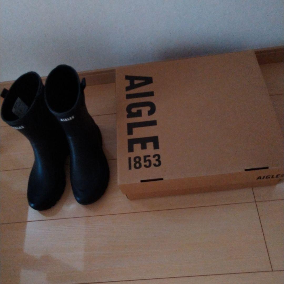AIGLE ブラック ショートレインブーツ