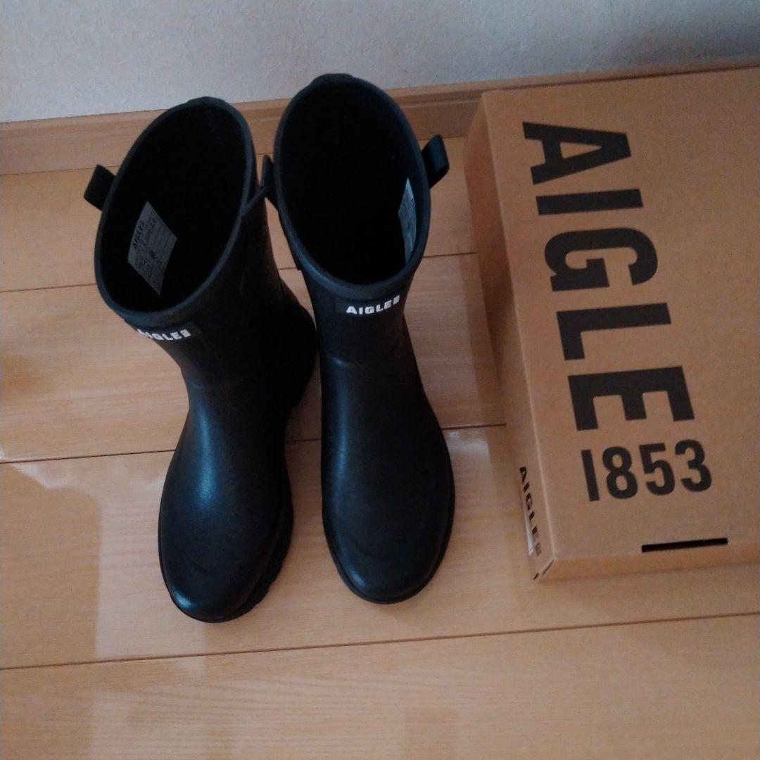 AIGLE ブラック ショートレインブーツ