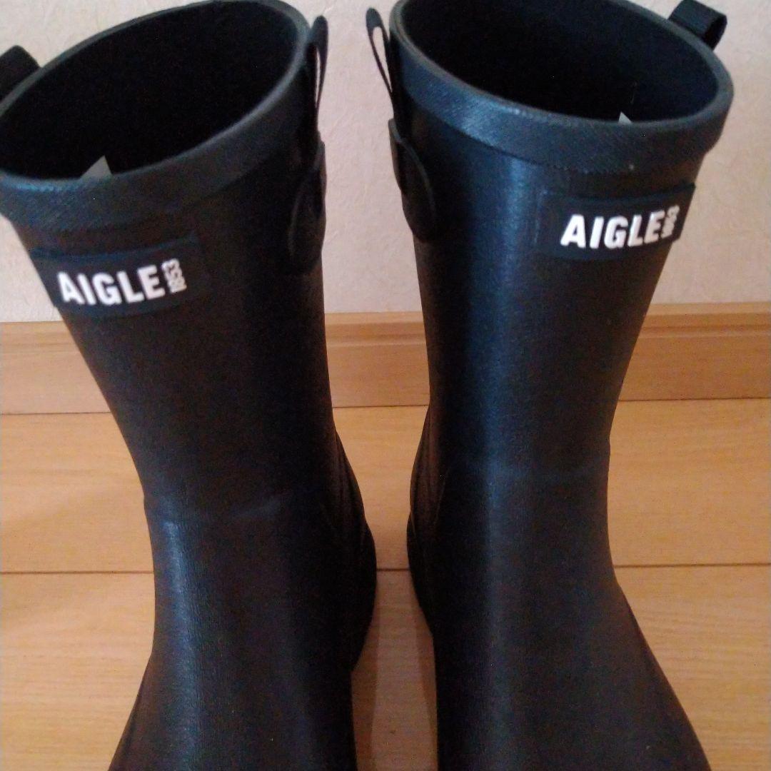 AIGLE ブラック ショートレインブーツ