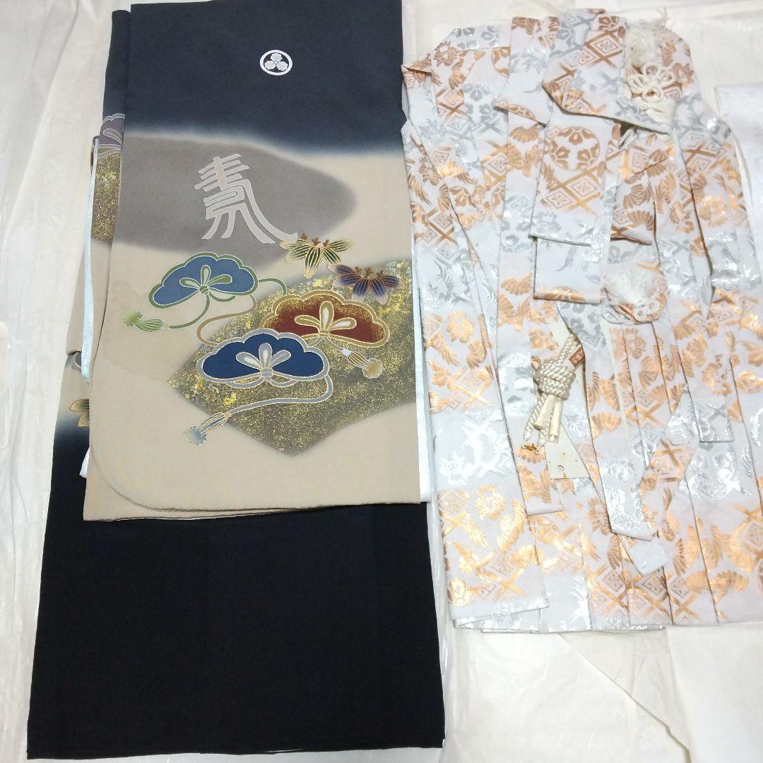 男児 五歳 七五三 お祝い着物 袴 長襦袢 お宮参り 家紋入り