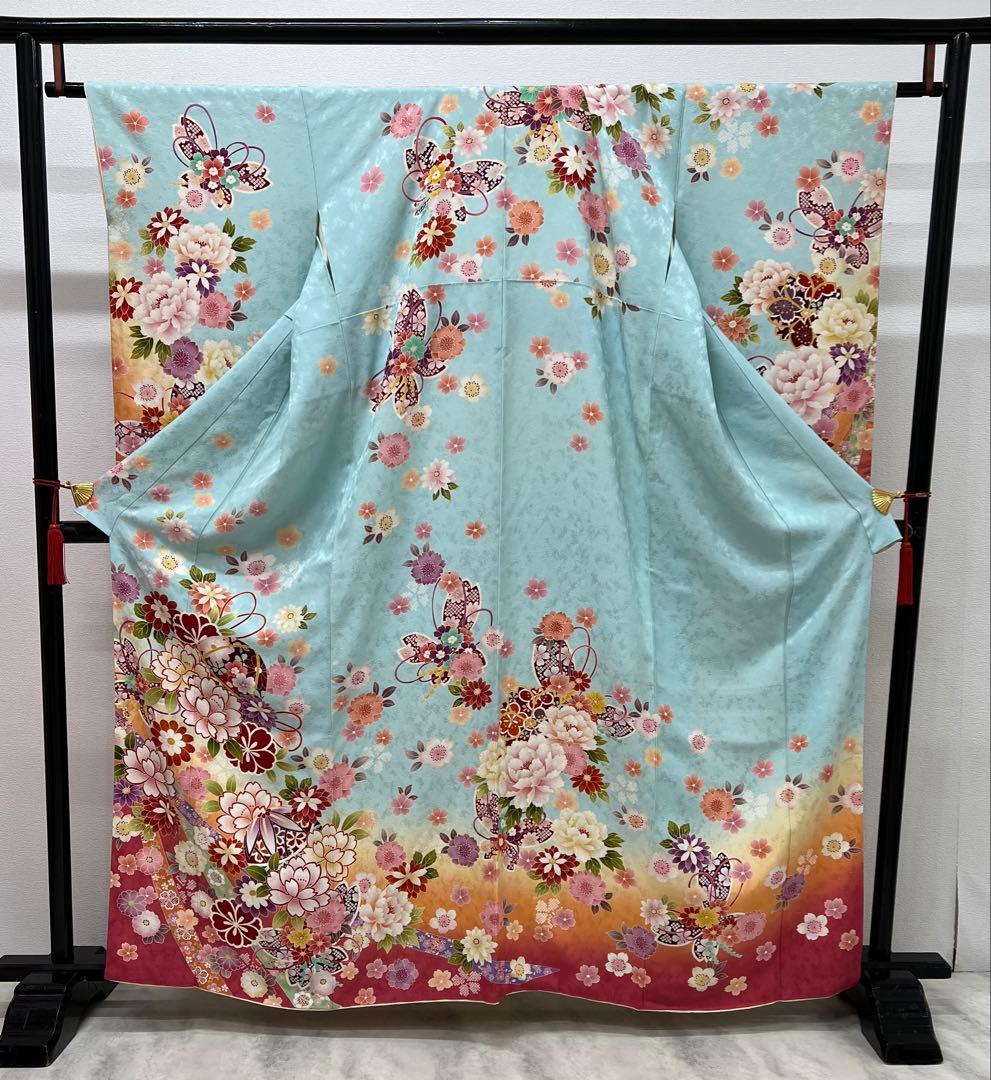 振り袖　フルセット　別誂長襦袢　刺繍入り　成人式　ブルー　結婚式　796