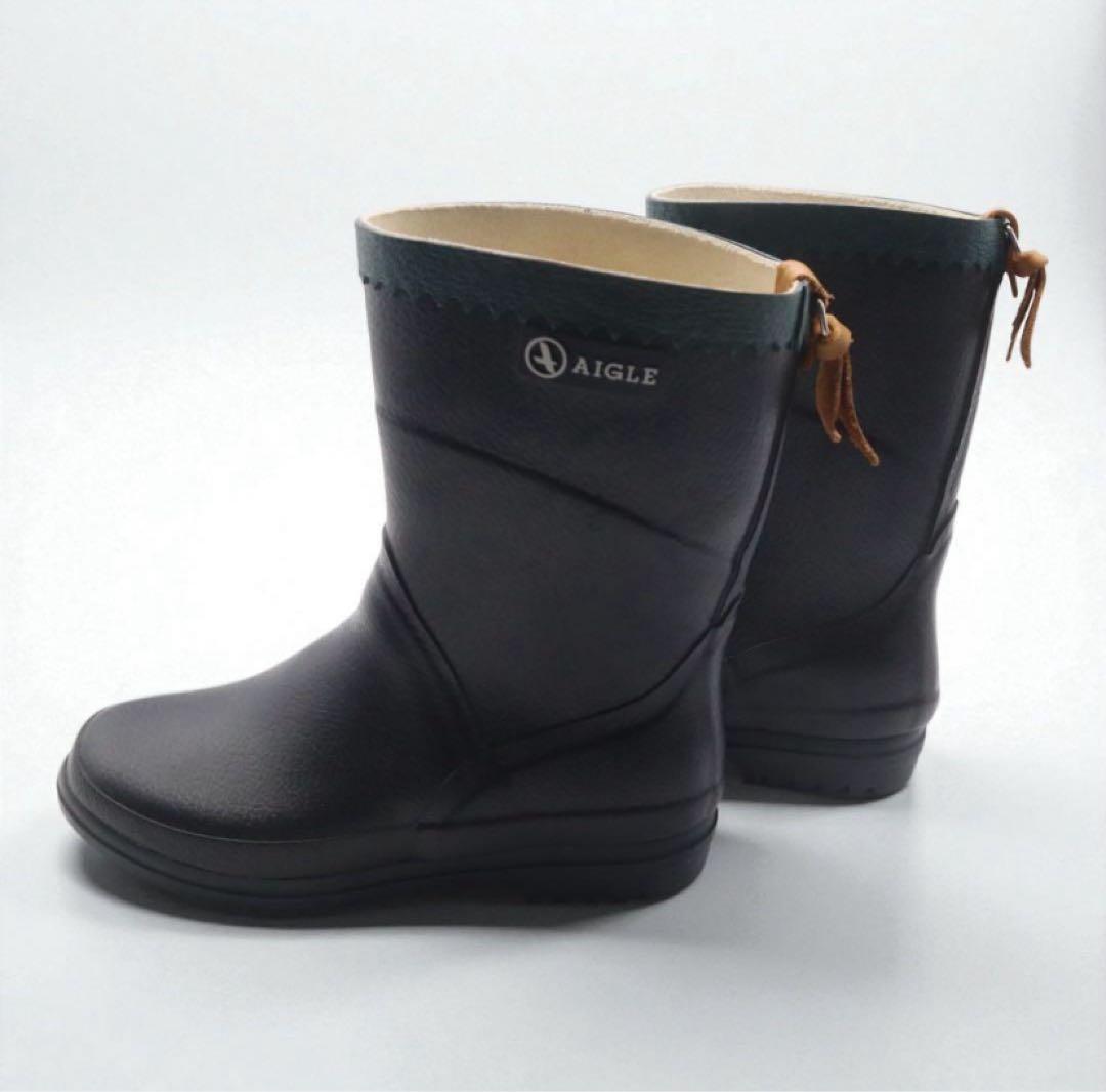 AIGLE レインブーツ　ブラック　ミスジュリエット　ショート丈