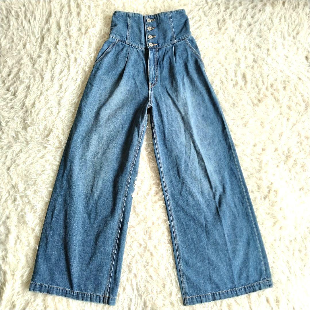 美品✨マウジー　2025年モデル　コルセットデザイン　バギー デニム　春　ブルー