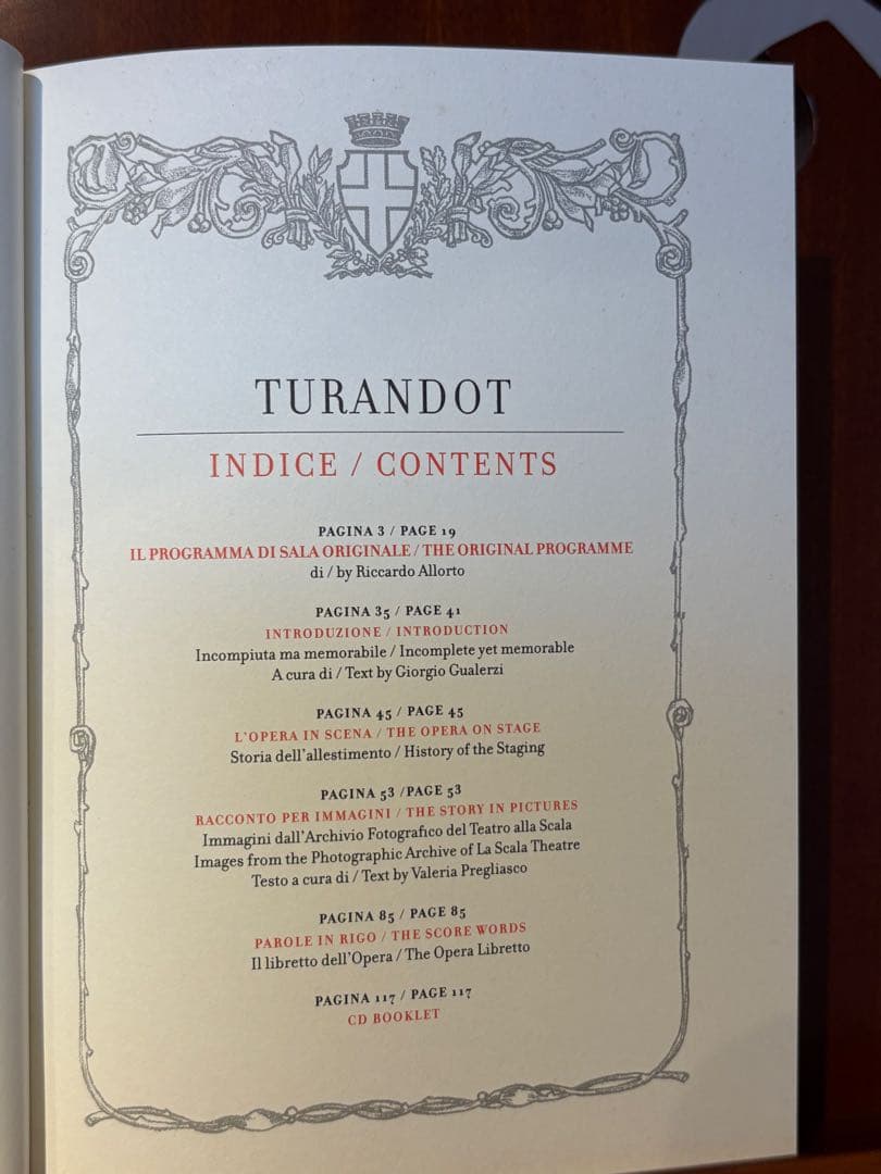 TURANDOT 1964 オペラ プログラム
