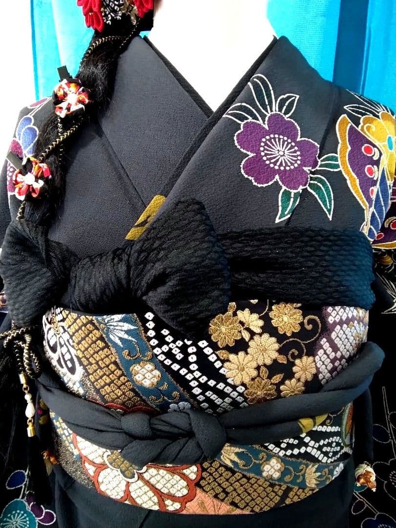 振袖フルセット、正絹紅型振袖、成人式、重ね衿、帯揚げ帯締め、西陣袋帯、長襦袢